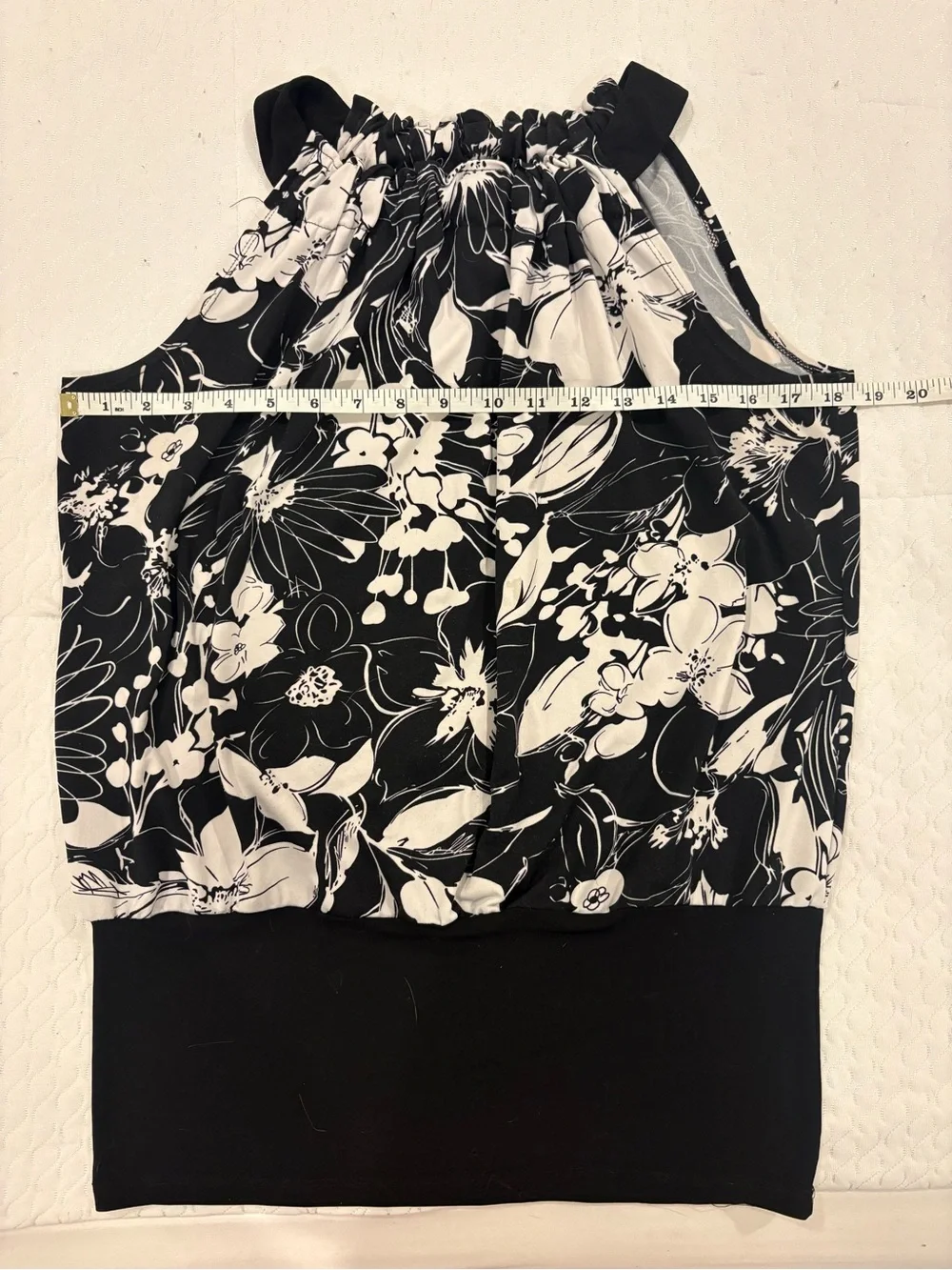 DCS Black & White Floral Halter Tank Top - Picture 3 of 4